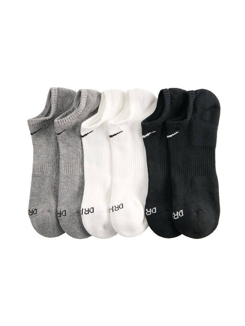 Nike Everyday Plus Cushioned Training No Show Socks Large White/Grey/Black 6